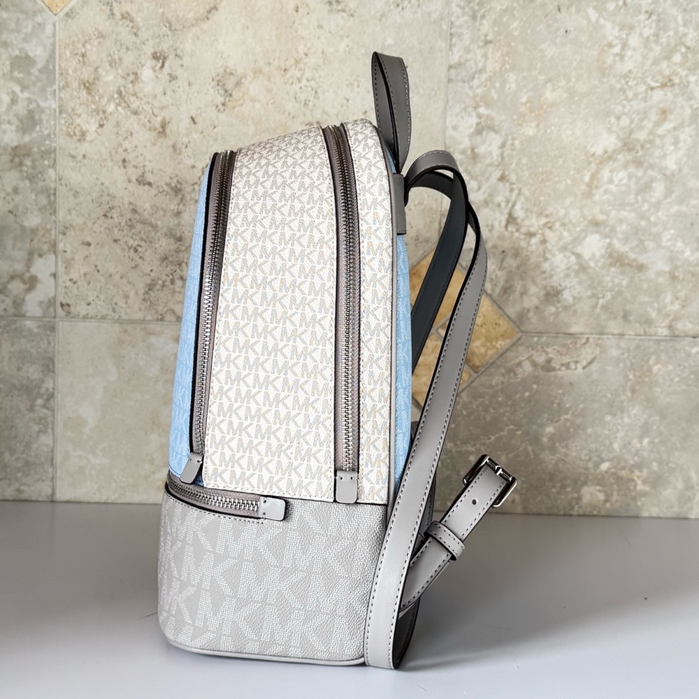 Michael Kors Rhea MD Backpack MK Color-Block Light Sky Multi - Picture 5 of 13
